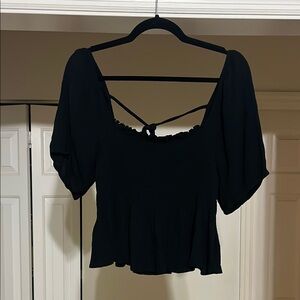 Forever 21 plus Black Smocked crop top